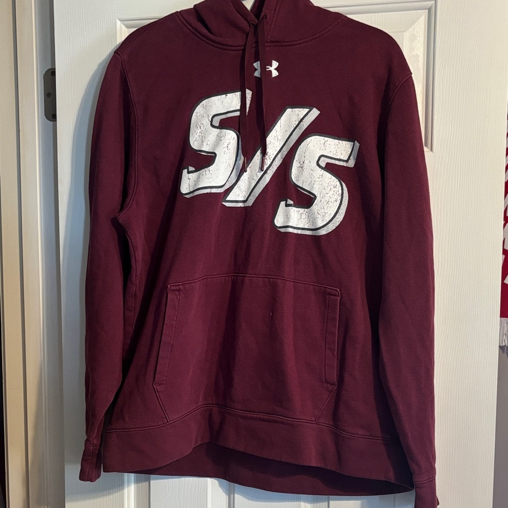 Under Armour Burgundy Hoodie with White Logo